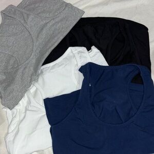 Amazon Set of Four Tank Tops in Gray, Black, White, and Blue